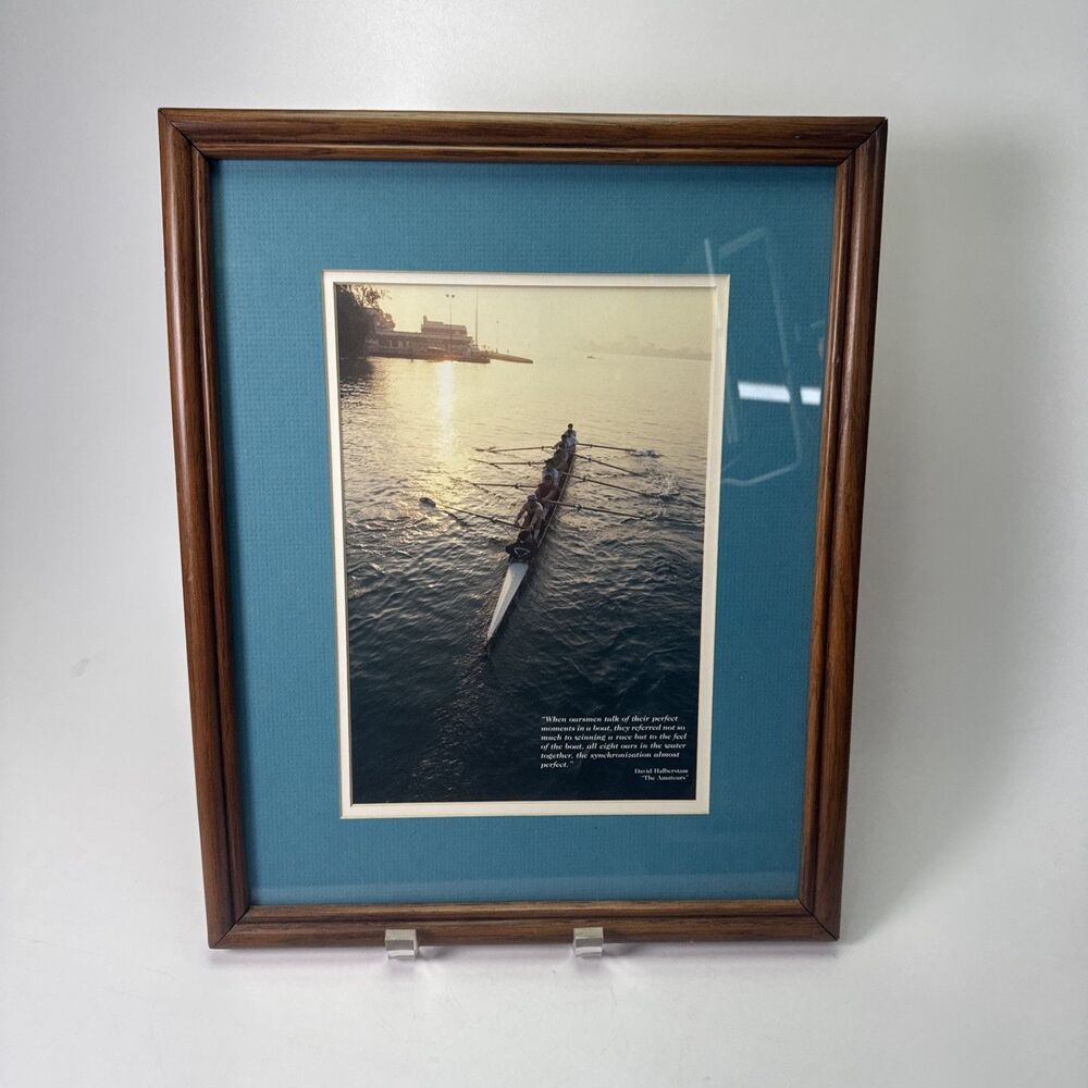Vintage Framed Rowing Crew Oarsmen Photograph 12x15 Wood Frame Matted Glass